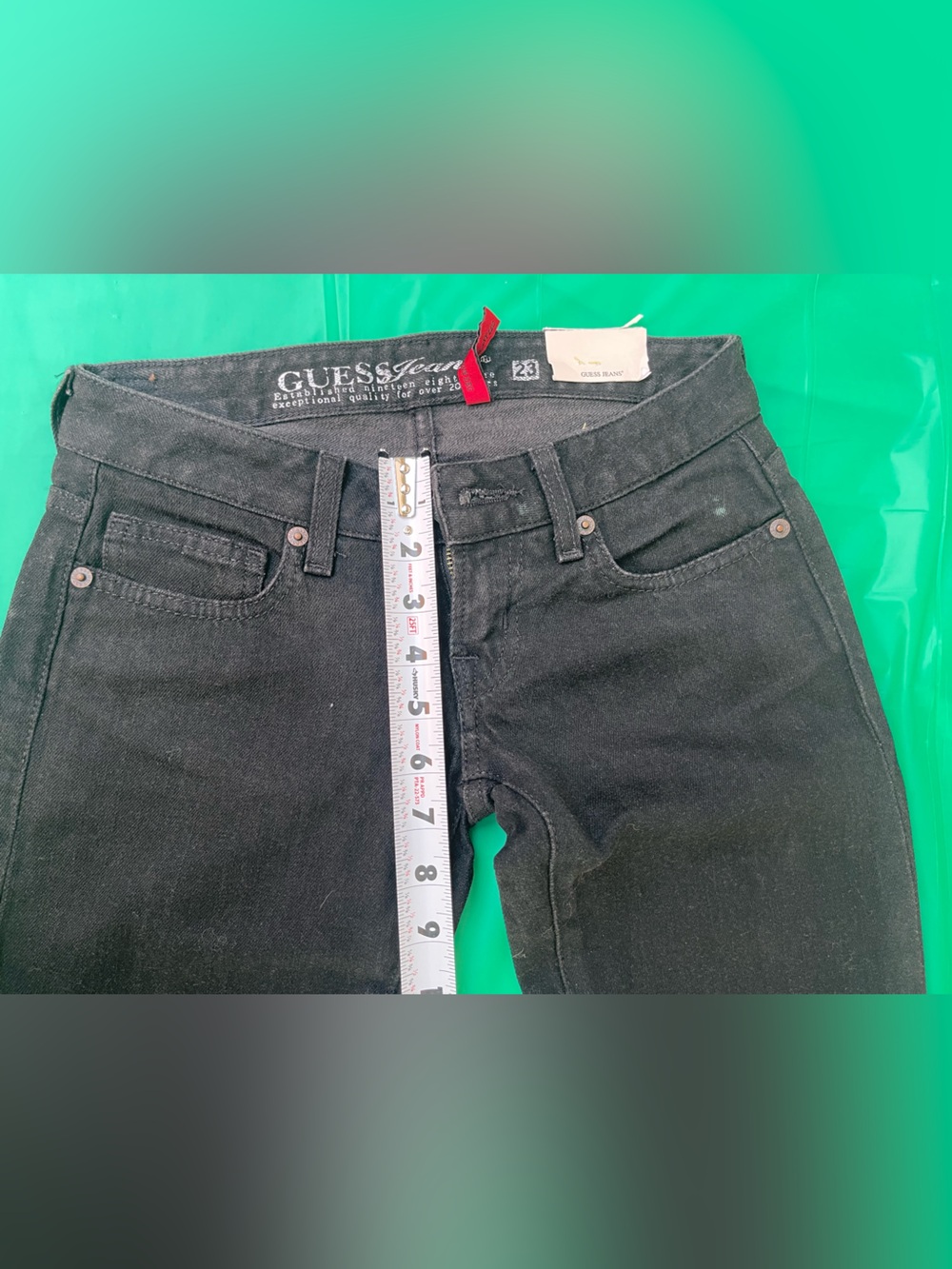 Y2K LOW RISE GUESS SKINNY JEANS BLACK NEW WITH TAGS SIZE 23 - Picture 7 of 15